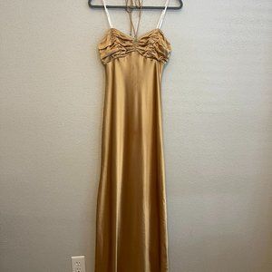 Laundry by Shelli Segal Gold Satin Evening Gown 2